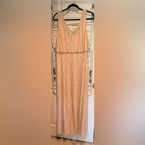 Adrianna Papell Blush Pink Beaded Gown